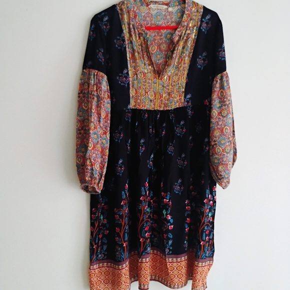 Soft Surroundings Dresses & Skirts - SOFT SURROUNDINGS Raeni Blue Floral Sequin Boho Patchwork Cottage Dress LARGE